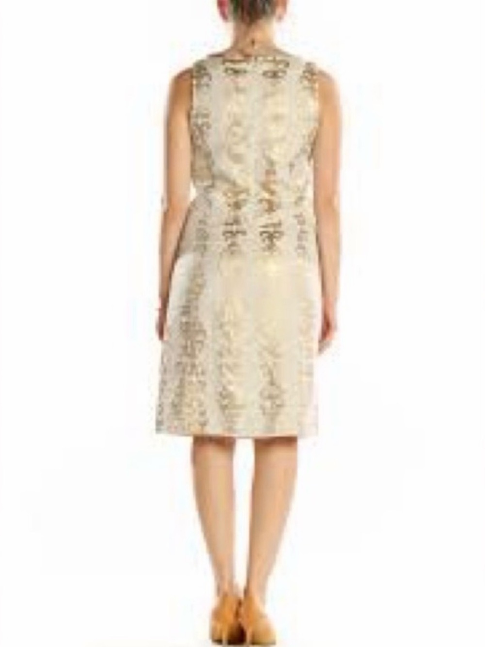 $450 Tory Burch Maggie Gold Brocade Sleeveless Shift Dress 6 - Picture 5 of 5